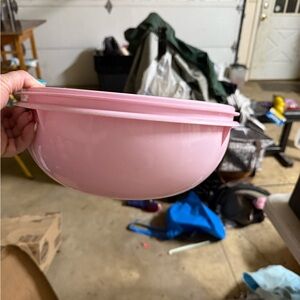 Pink Tupperware Plastic Bowl